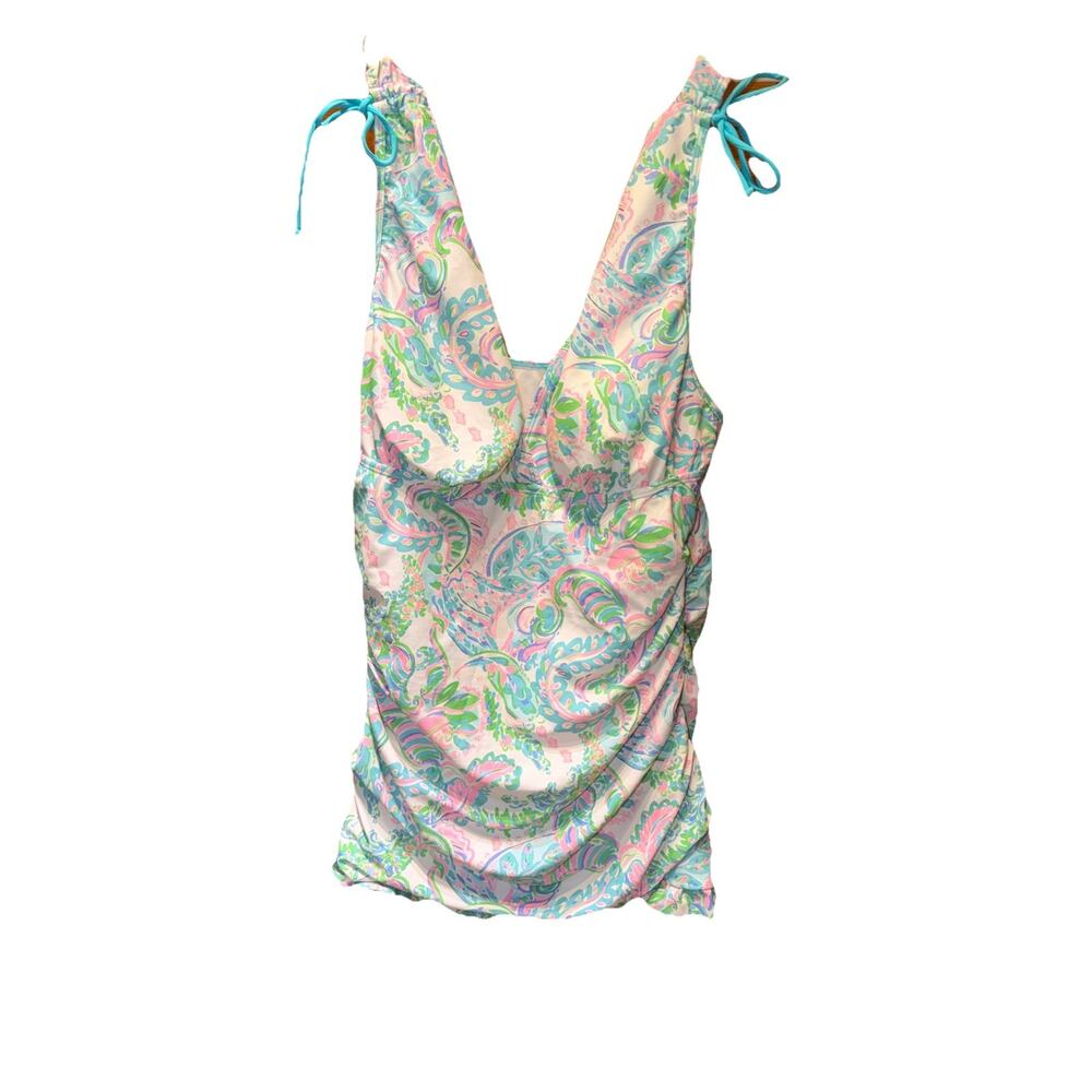 Plus Size One Piece Swim Top ONLY XXL Flattering Wide Straps Gathered